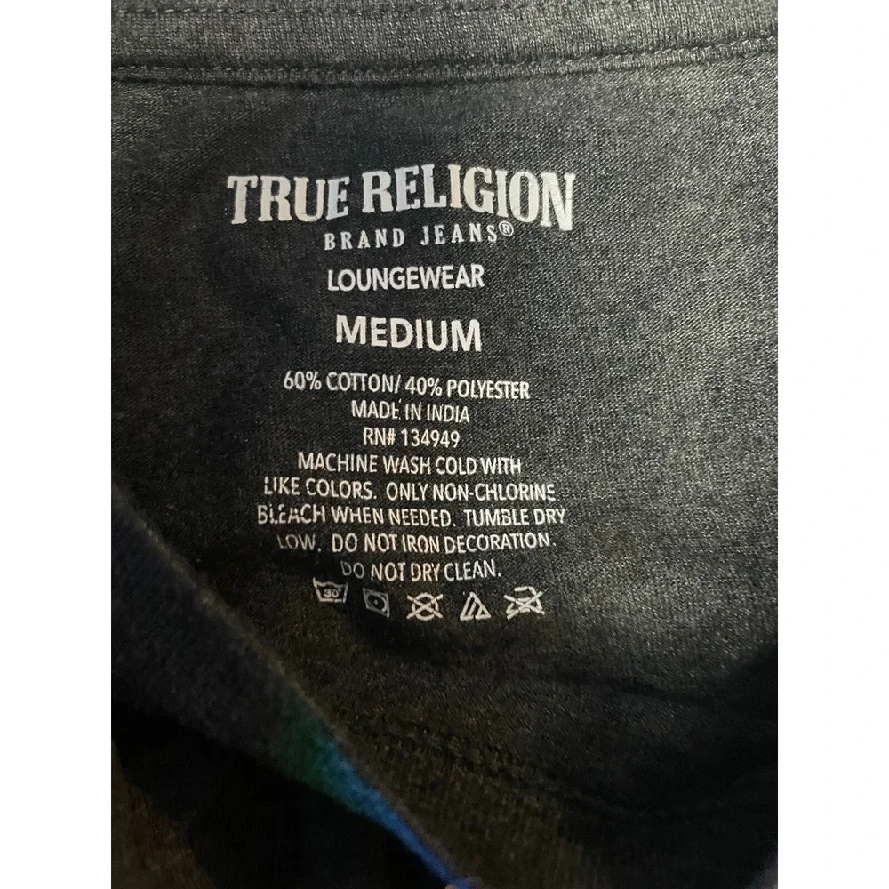 True Religion T-Shirt Men's Large L Short Sleeve Crew‎ Neck Graphic Logo Black